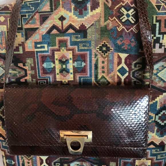 EL CORTE INGLES Handbags - VINTAGE EL CORTE INGLES SNAKE SKIN LEATHER HANDBAG